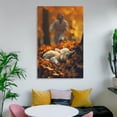 thumbnail image 6 of Jesus And The Lamb Wall Decor Poster Jesus Finds The Lost Lamb in Maple Forest Canvas Painting Wall Art Poster Scroll Canvas Painting Picture Living Room Decor Home 16x24inch(40x60cm), 6 of 6