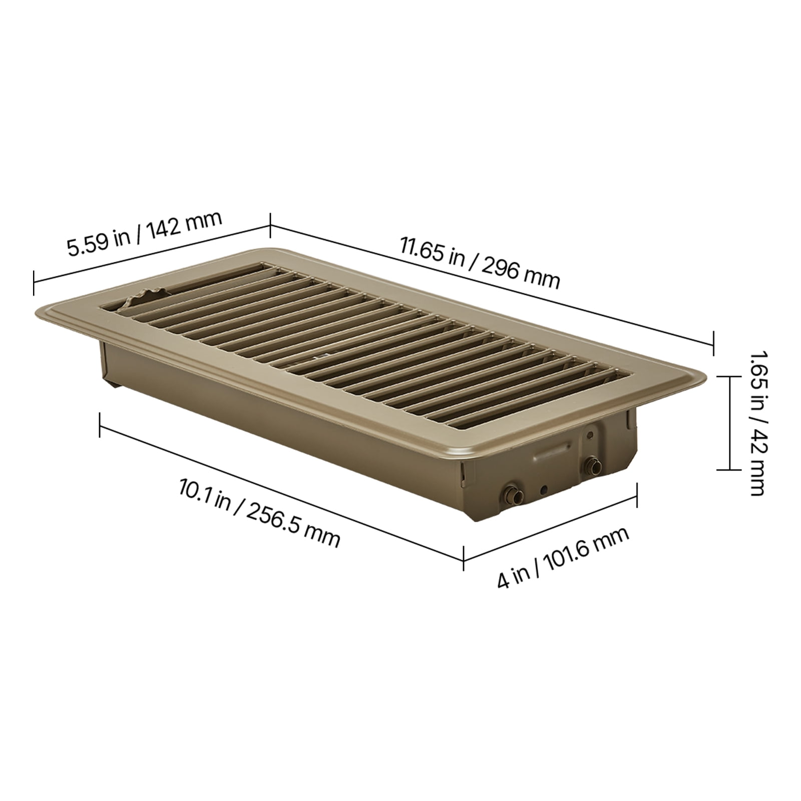 KFFKFF 4 x 10 Inch Floor Registers, 6-Pack Vent Covers, Durable Iron Floor Vents for HVAC Systems, Adjustable Rust-Resistant Airflow Control with Metal Damper