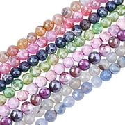 160Pcs 8 Colors 8.5 mm Natural Agate Gemstones Agate Dyed Beads Strands Luster Plated Round Faceted Stone Beads