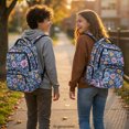 thumbnail image 3 of Chririnla Retro Floral Print Breathable Kids Backpack for Daily School Daily Use, Lightweight Multiple Compartments 600D Polyester Big Kids Backpack, 3 of 10