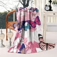 thumbnail image 2 of Pink Butterfly Flower Pattern Blanket,Comfortable Soft Flannel Throw Blanket,All Season,Warm Lightweight Blankets for Sofa Bed Couch Living Room Chair,50"x60", 2 of 4