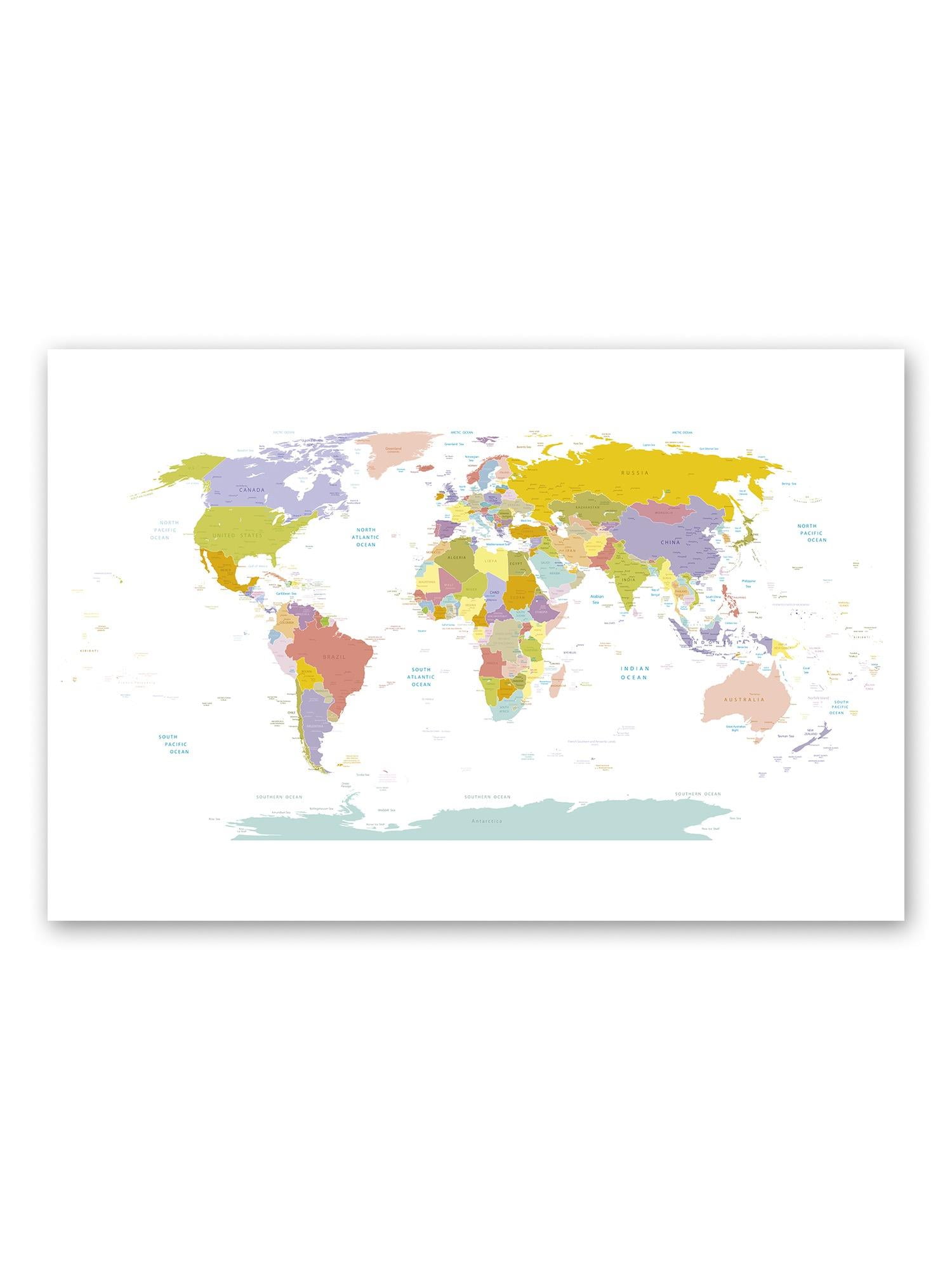 Detailed World Map Poster by - Walmart.com