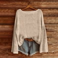 thumbnail image 3 of Women's Solid Color Knitted Pullover Sweater, Long Sleeve Crewneck Oversized Loose Fit Top, Winter Warm Layer Casual Streetwear Loungewear for Daily Wear and Going Out Outfits Khaki XXXXL, 3 of 3