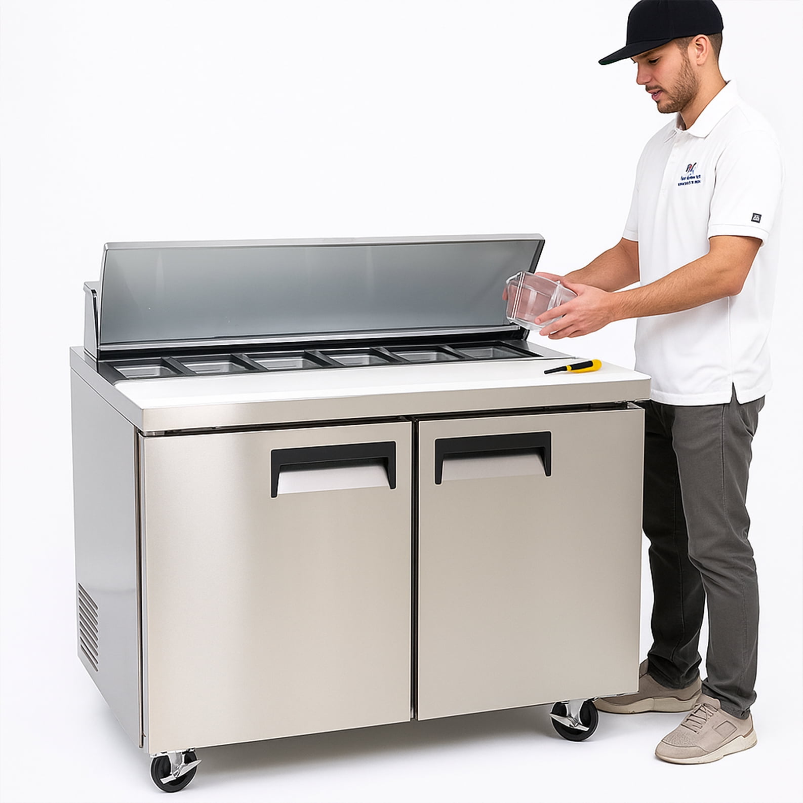NSF 48" Commercial Sandwich & Salad Prep Table – 9.5 Cu. Ft., Stainless Steel, ETL Certified, R290 Refrigerant