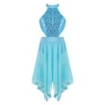 thumbnail image 1 of Aislor Kids Girls Lyrical Mock-Neck Sequins Wrap Skirt Ballet Dance Dress Contemporary Leotard Dancewear, 1 of 7