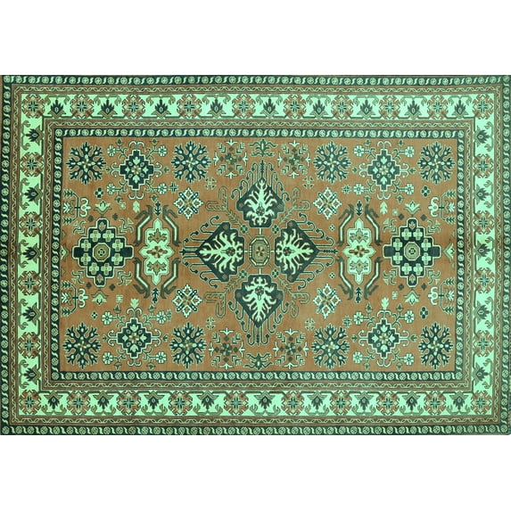 Ahgly Company Indoor Rectangle Persian Turquoise Blue Traditional Area Rugs, 2' x 5'