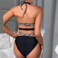 thumbnail image 4 of Levmjia Womens Lace Lingerie Set Halter Tie Back Solid Color Adjustable Strap Chain Decor Wireless Bra Panty Outfit Honeymoon Bedroom Dates, 4 of 6