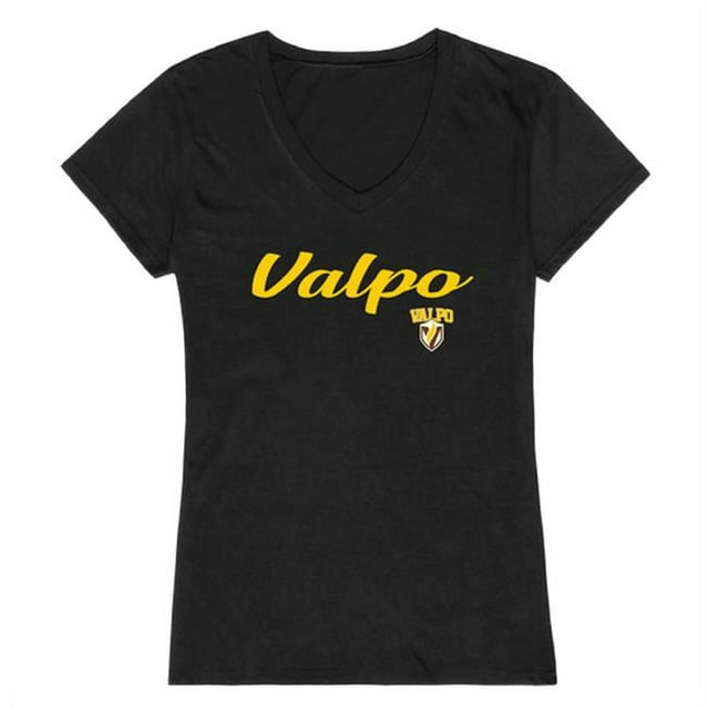 W Republic 555-154-BLK-02 Valparaiso University Womens Script T-Shirt, Black - Medium