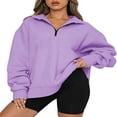 thumbnail image 2 of ‌LYMAYTER Casual Sweatshirt for Women‌‌ Oversized Half Zipper Top Casual Long Sleeve Solid Sweatsuit S-3XL, 2 of 10