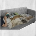 thumbnail image 6 of Modern Soft Flannel Fleece Blanket, Room with Scenic View House Mountains Palm Trees Greenery Garden Print, Cozy Plush for Indoor and Outdoor Use, 50" x 70", Pale Brown Green White, by Ambesonne, 6 of 6