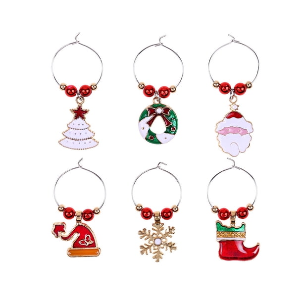 6 piezas (1 juego) decoración de copa de vino de Navidad estilo circular 7 Adepaton CPB-DE-LYY1216-7