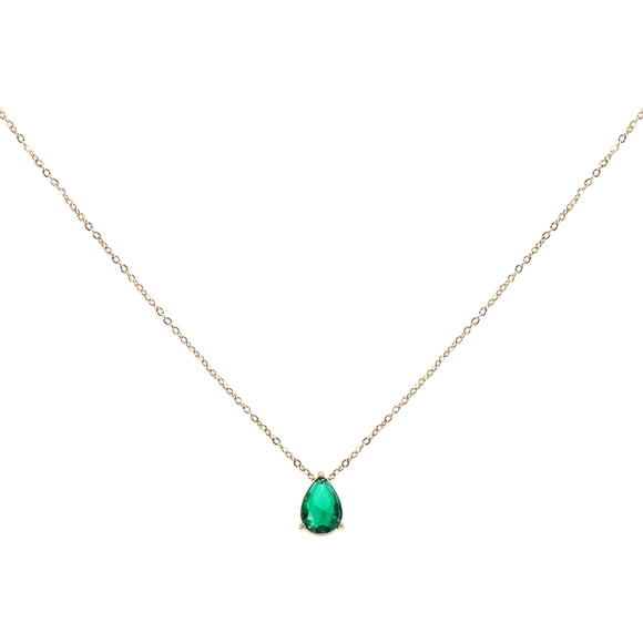 Uxcell Birthstone Necklace for Women, Teardrop Cubic Zirconia Pendant Necklace, Emerald