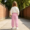 thumbnail image 2 of WhouRiu Girls Casual Sweatpants Letter Graphic Elastic Waist Joggers Pants Kids Comfortable Everyday Trousers With Pockets,11-12 Years, 2 of 5
