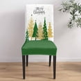 thumbnail image 5 of Chair Covers for Dining Room Set of 6,Christmas Green Xmas Tree Stretch Seat Protector Removable Washable Chairs Slipcovers for Kitchen Banquet Wedding Hotel,Golden Winter Snowflakes on White, 5 of 6