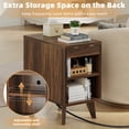 thumbnail image 4 of Biemlerfn 3 Drawer Side Table with Charging Station, Narrow End Table with Open Storage, Wooden Nightstand for Bedroom, Living Room, Brown, 4 of 9