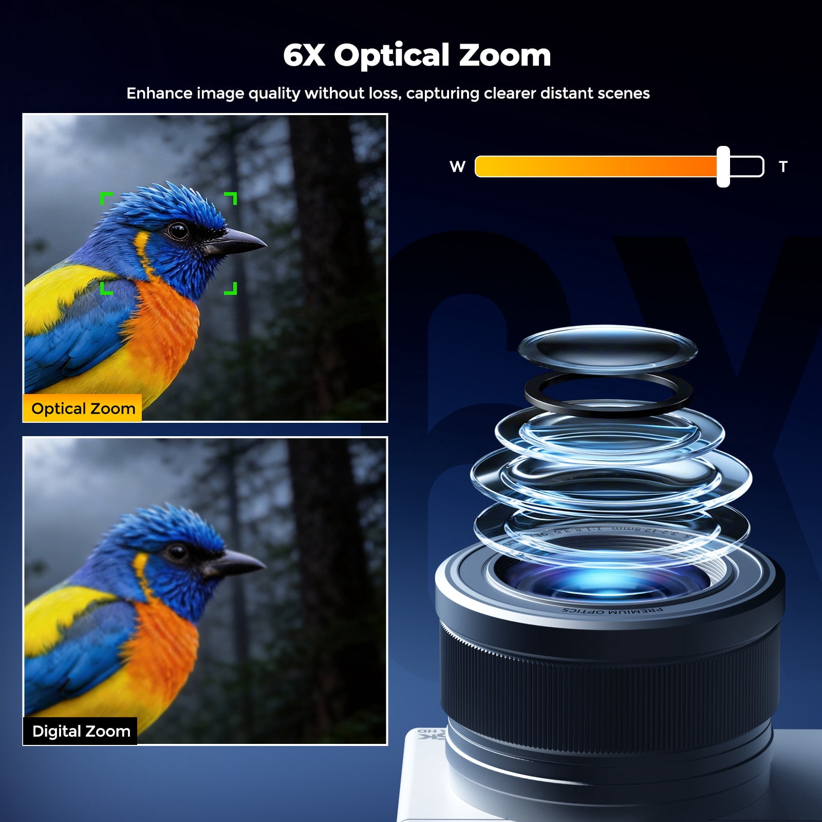 Campark 72MP Digital Camera for Photography, 6X Optical Zoom Autofocus 5K Vlogging Camera for YouTube