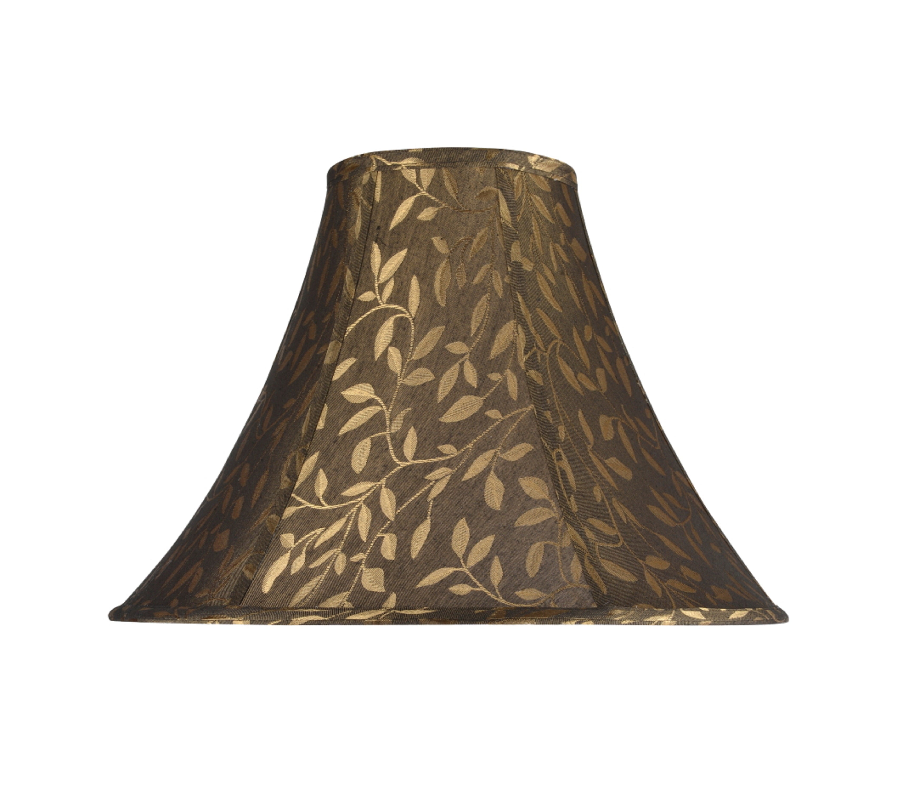 Brown Jacquard Textured Fabric Bell Lamp Shade, 16" Wide