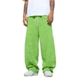 thumbnail image 2 of Mens Baggy Sweatpants Wide Leg Premium Lightweight Drawstring Pants Breathable Cotton Lounge Joggers with Pockets Green M, 2 of 6