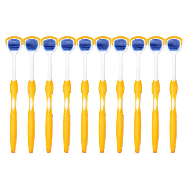 10Pcs Tongue Scraper Ergonomic Design Silicone Freshen Breath Dental Plaque Removal Tongue Cleaner for Tongue Mouth Orange--