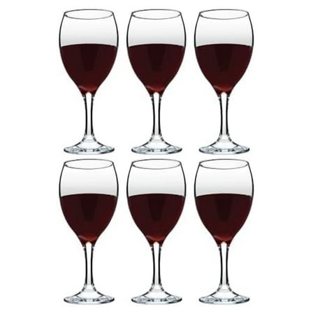 Wine Glasses, 15 Ounce Stemmed Set of 6 for Red and White, Thick and Durable Clear Glass
