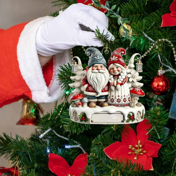 Seyotauo Growing Old Together Personalized Acrylic Ornament Customized Gnome Christmas Couple Ornament 2025 Xmas Tree Decor Hanging Ornament Gift for Old Couple Husband Wife
