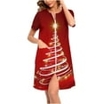 thumbnail image 2 of Wowcloth Woman's Christmas Home Dress, Relaxed Fit with Short Sleeves, Comfortable Holiday Sleepwear for Cozy Nights and Festive Seasons, 2 of 8