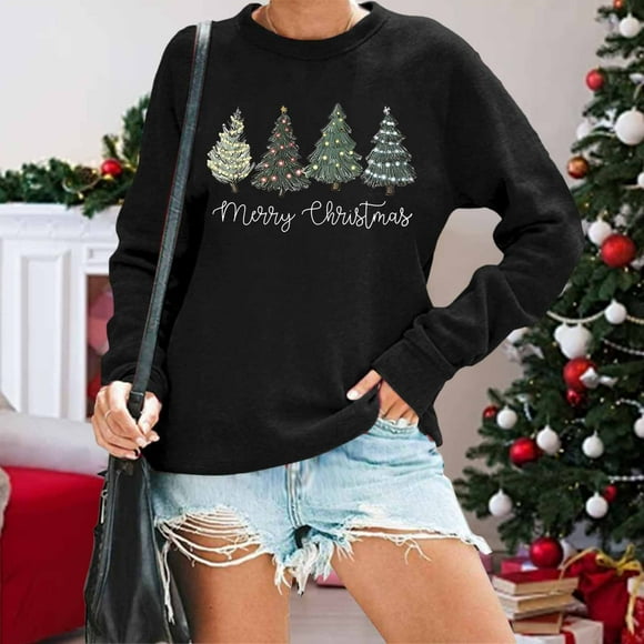 WILLBEST hoodie Christmas Shirt Womens Plaid Print Tree T Shirt Xmas Long Sleeve Sweatshirt Holiday Shirts Tops stormtech hoodie