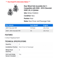 thumbnail image 2 of Rear Wheel Hub Assembly Set 2 - Compatible with 2008 - 2010 Chevy HHR 2.0L 4-Cylinder 2009, 2 of 2