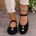 thumbnail image 5 of Willtoo Women Bow Pearl Mary Jane Flats Elastic Ankle Strap Round Toe Faux Suede Ballet Flat Shoes Comfort Slip On Dress Shoes for Daily Wedding Casual Wear, 5 of 5