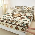 thumbnail image 3 of Manfei Vintage Aztec Adult Full Size Sheets, Wheat Khaki Bohemian Abstract Bed Sheets, Tribal Western Theme Sheet Sets, Microfiber Bedroom Decor, 4pcs, 3 of 7