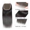 thumbnail image 3 of Straight Hair Bundles With Closure 100% Human Hair Bundles 3 Bundles With 4x4 Lace Closure Free Part #1B Natural Black Color (16 18 20+14), 3 of 5