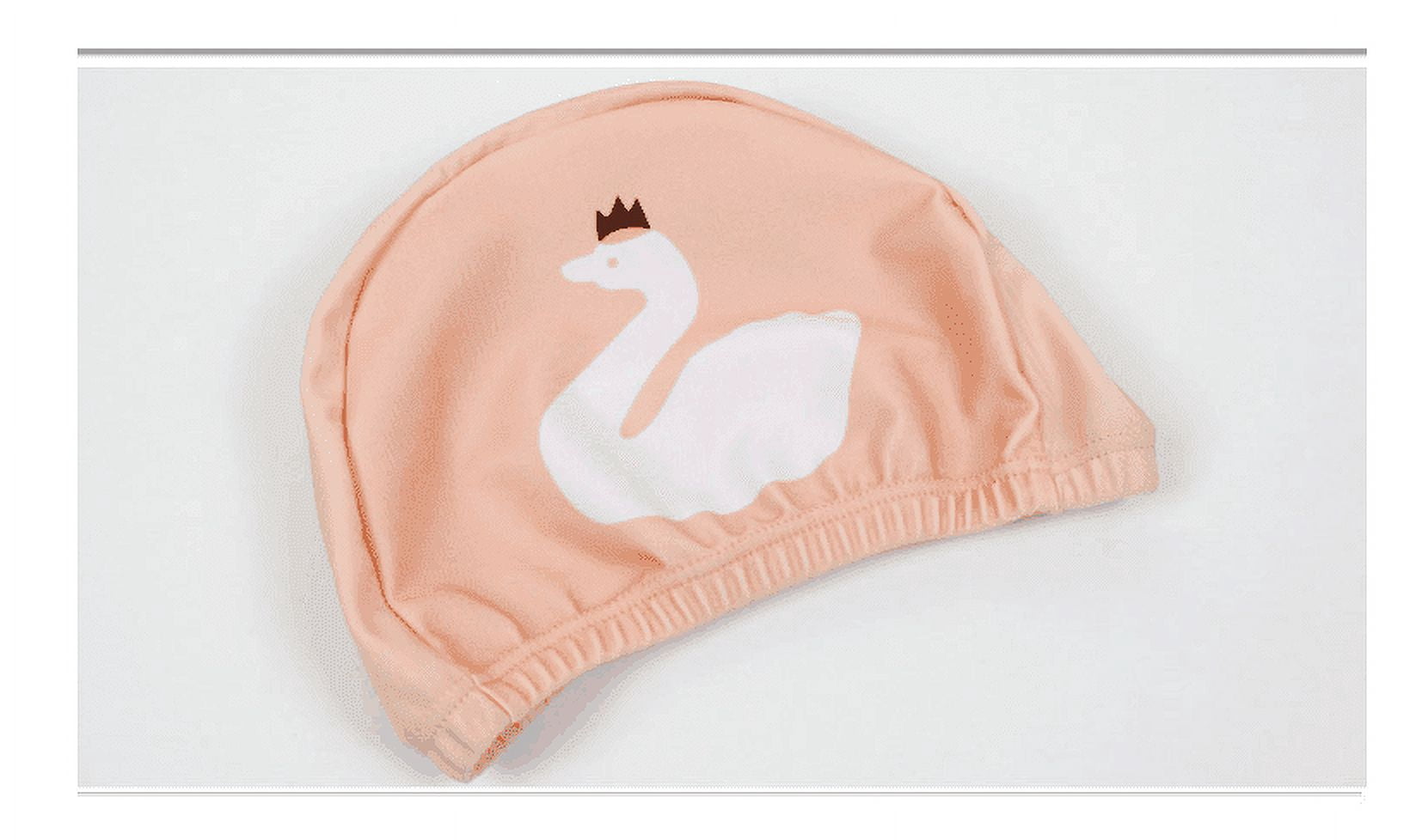 Pink Swan Girls Swimsuit Cute One Piece Swimwear with Swim Hat Set Medium