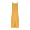 thumbnail image 6 of Chiccall Summer Maxi Dress Spaghetti Strap Sleeveless Square Neck Ruffle A Line Smocked Beach Mini Sundress Yellow XL, 6 of 8