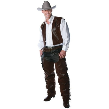Men's Western Cowboy Chaps And Vest Costume Set Teen