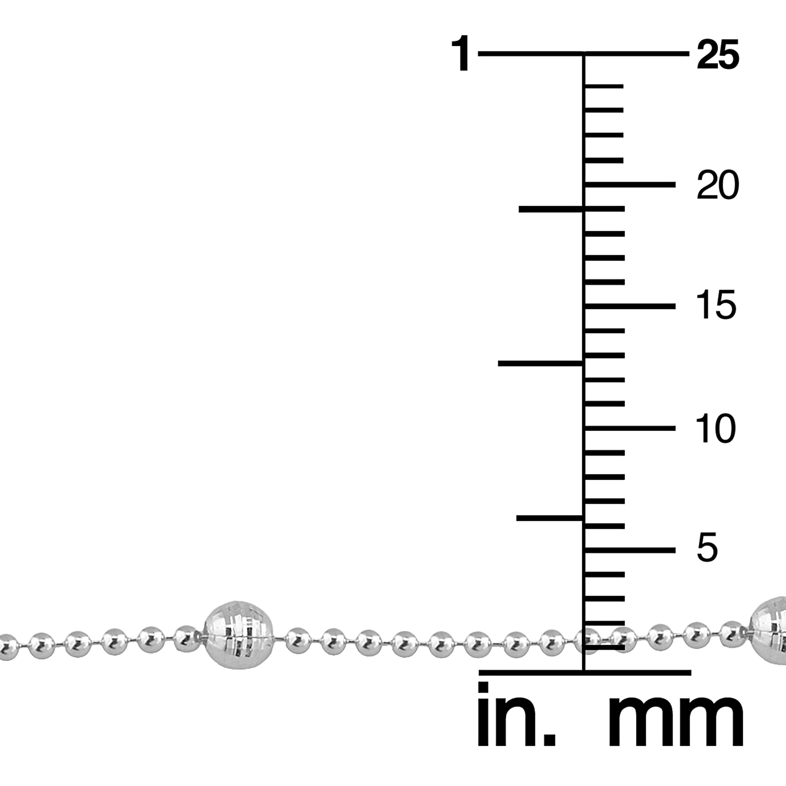 KoolJewelry Sterling Silver High Polish and Diamond-cut Bead Anklet (3mm, 10 inch)