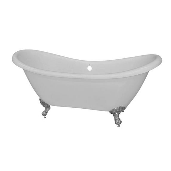 Double Acrylic Clawfoot Tub with Black Feet, White - 68 x 28 x 30 in.