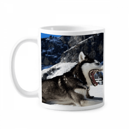 

Big Mouth Dog Snow Husky Picture Mug Pottery Cerac Coffee Porcelain Cup Tableware
