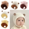 thumbnail image 5 of Toddler Hat Newborn Toddler Warm Hip Hop Soft Cute Thickened Warmer Bonnet Newborn Cap Autumn Winter Hats Baby Children Beanie Caps BROWN, 5 of 8