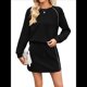 thumbnail image 3 of Conjuntos de Dos Piezas para Mujer, para Estar en Casa, para Otoño, con Top y Falda de Larga. Negro S, 3 of 10