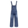 thumbnail image 4 of Women's Classic Denim Ripped Jumpsuit - Loose Fit, Adjustable Straps, Casual Style, 4 of 5