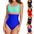 thumbnail image 6 of YanHoo One Piece Swimsuits for Teens Tummy Control One Piece Bathing Suits for Women Scoop Neck Color Block Workout Swimsuits, 6 of 6