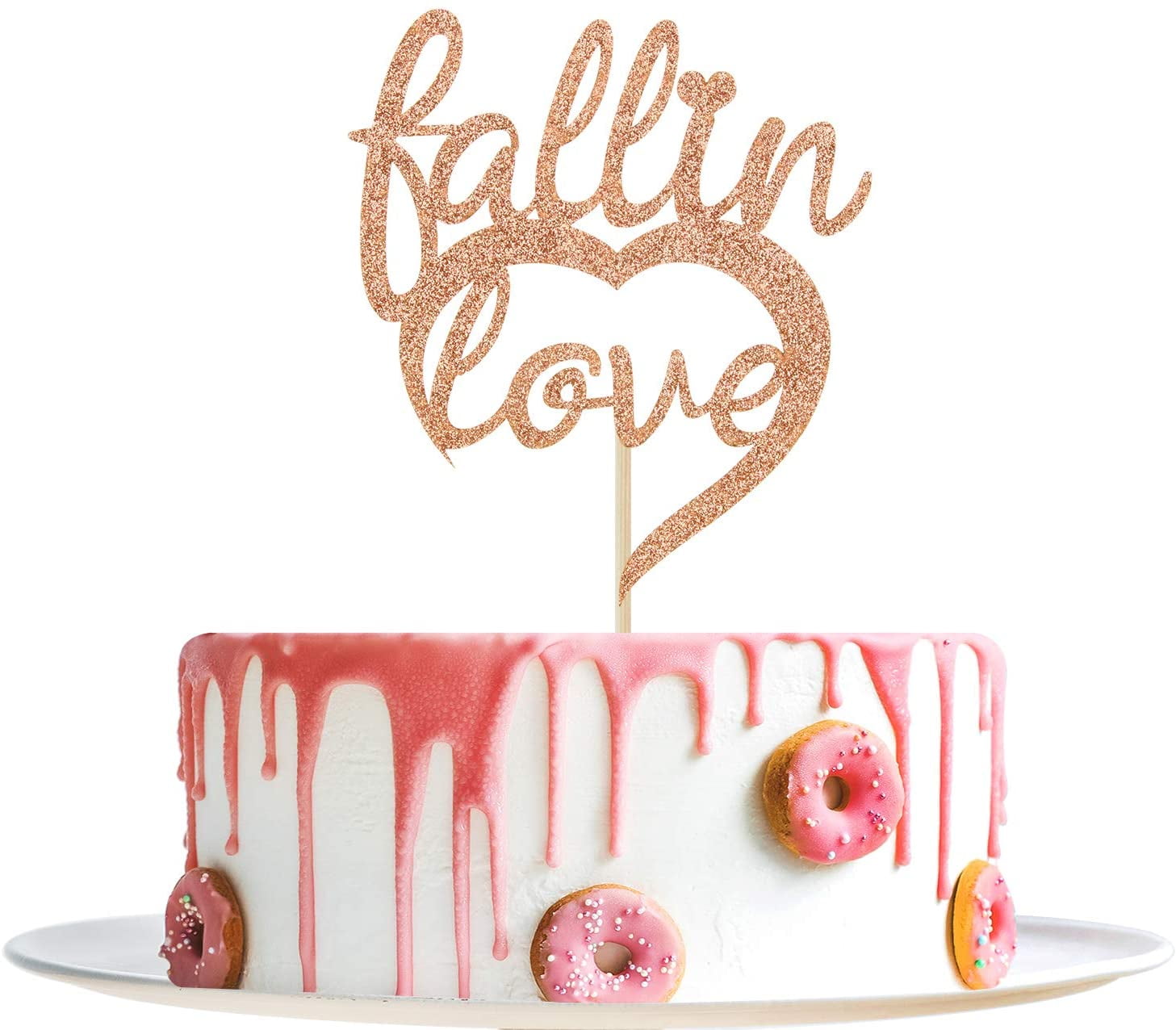 Love Wedding cake topper ROSE GOLD GLITTER 