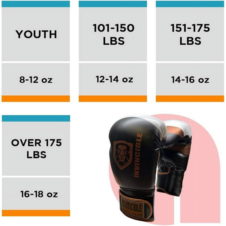 Invincible Fight Gear Standard Leather Hook and Loop Training Boxing  Gloves,16oz