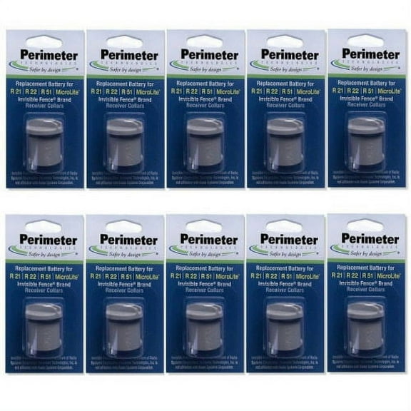 Ten Pack Dog Fence Batteries for Invisible Fence R21 & MicroLite Receiver Collars by Perimeter Technologies
