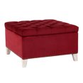 thumbnail image 5 of WestinTrends 29.5" Wide Velvet Tufted Square Ottoman With Storage, Red, 5 of 13