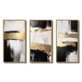 thumbnail image 2 of Designart "Horizontal Perspectives Abstract in Gold and Black VII" Abstract Painting Framed Wall Art Set Of 3 - Gold Modern Frame Gallery Wall Set For Home Decor, 2 of 6