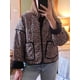 thumbnail image 4 of Chaqueta Acolchada Corta con Estampado Floral Vintage para Mujer, Chaqueta Corta Abierta Al Frente, Ropa de Abrigo Naranja y Negro L, 4 of 5