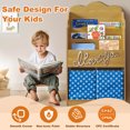 thumbnail image 6 of Kids Bookshelf With 2 Toy Storage Bins, Toddler Small Bookshelf with 3-Tier Display Stand, Modern Wood Bookcase with Handles for Kids Bedroom Nursery Classroom, Brown, 6 of 8