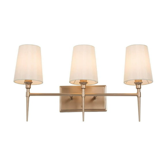LNC Transitional 3-Light Gold Vanity Light with Fabrics, 23-Inch Bathroom Wall Fixture