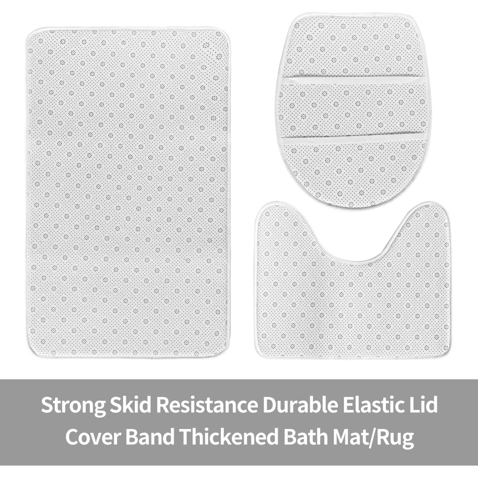 Bathroom Rugs Sets 3 Piece - Navy Blue Marble Absorbent Non Slip Bath Mats, U-Shape Toilet Lid Cover, Contour Mat, Soft Washable Shower Mats Bath Rug Mat for Bathroom Tub Toilet